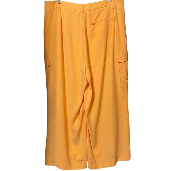 DKNY Cantaloupe Orange High Rise Wide Leg Cargo Utility Pants Trousers Size 16 - Picture 3 of 6